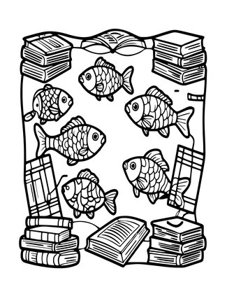 Underwater Library - Free printable coloring page