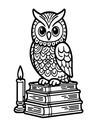 Library Owl - Free printable coloring page