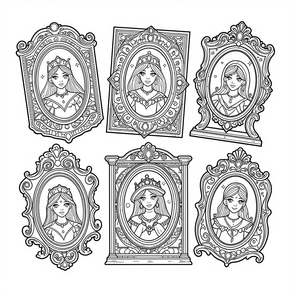 Enchanted Mirrors coloring pages collection - 30 free printable pages