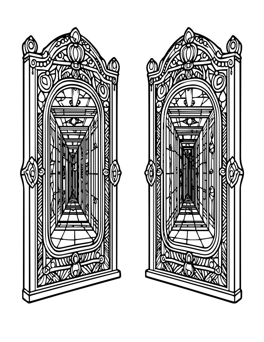 Twin Mirrors - free printable coloring page