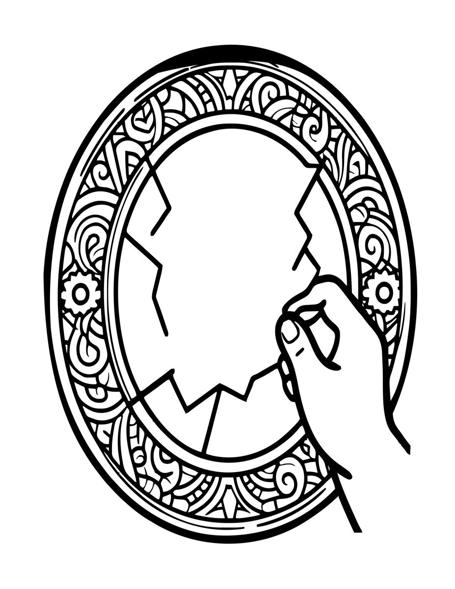 Broken Spell Mirror - free printable coloring page