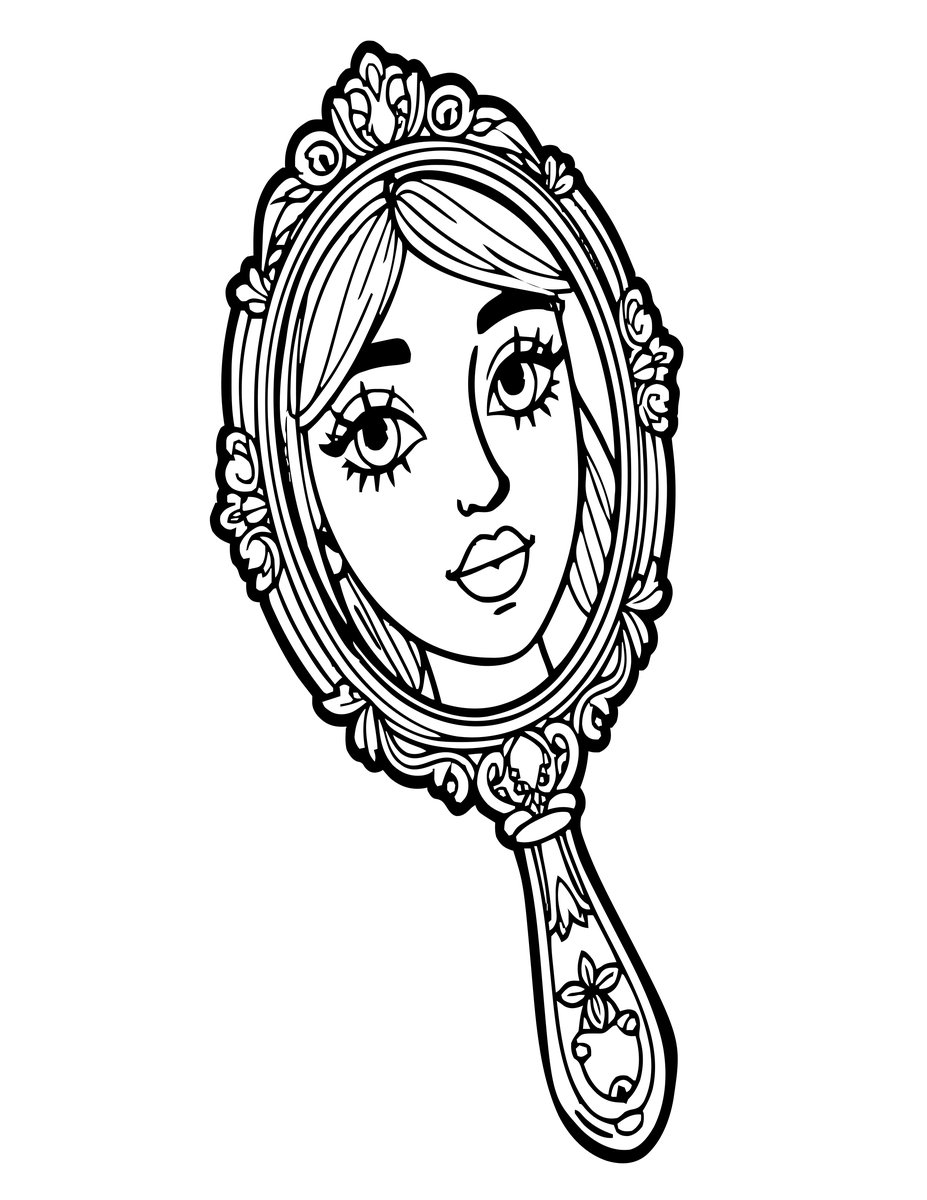 Hand Mirror - free printable coloring page