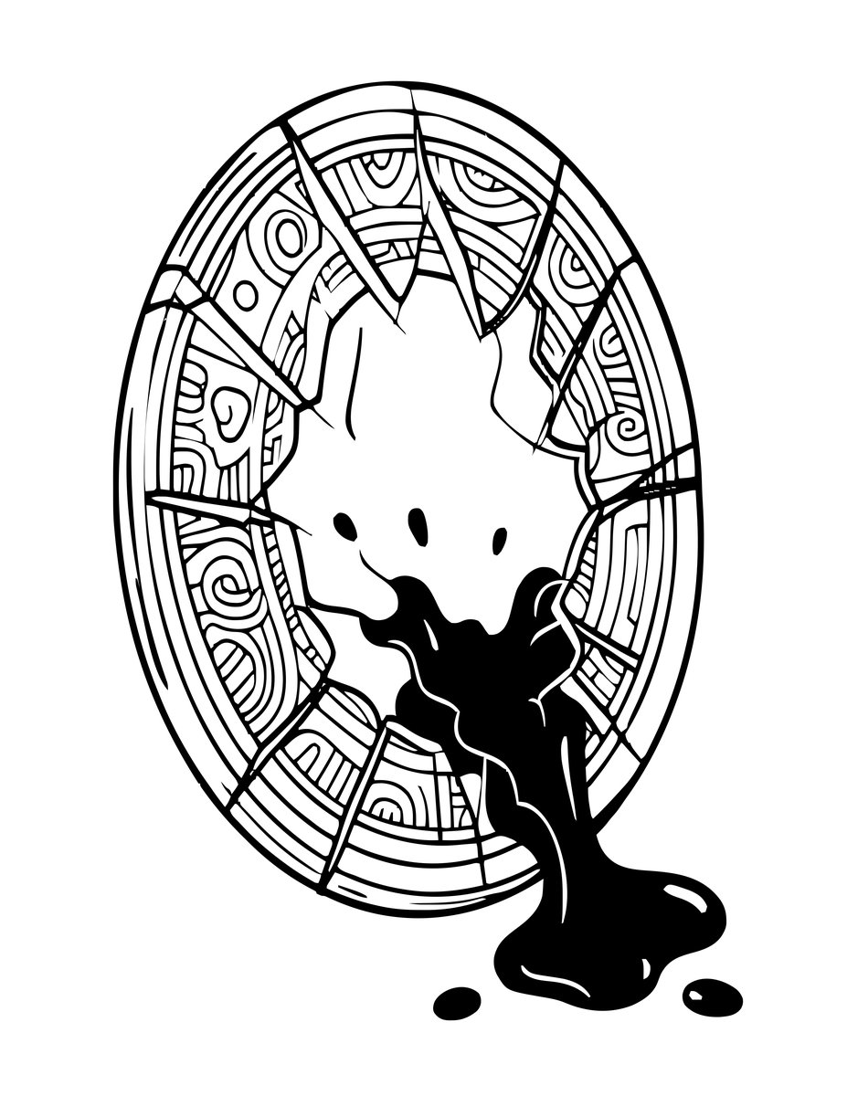 Cursed Mirror - free printable coloring page