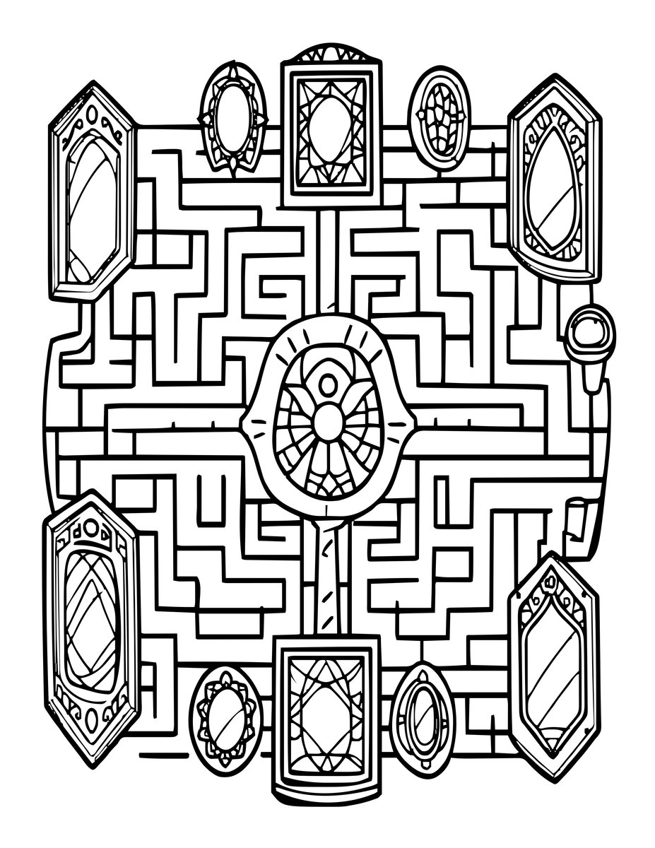 Mirror Maze - free printable coloring page