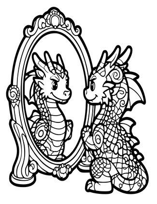 Mirror and Dragon - Free printable coloring page