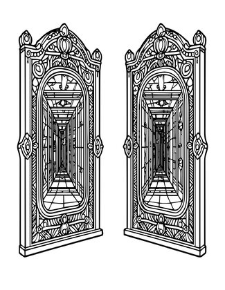 Twin Mirrors - Free printable coloring page