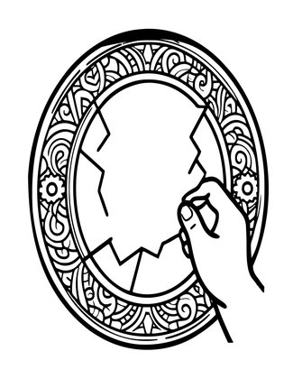 Broken Spell Mirror - Free printable coloring page