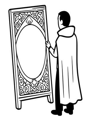 Mirror and Vampire - Free printable coloring page
