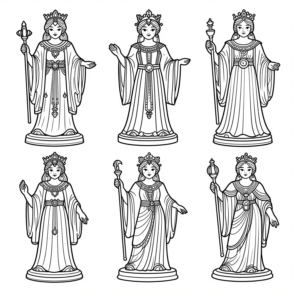 Enchanted Statues coloring pages collection - 30 free printable pages