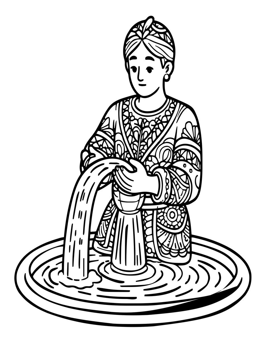 Enchanted Fountain Figure - free printable coloring page