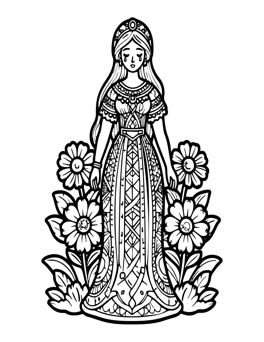 Weeping Maiden - free printable coloring page