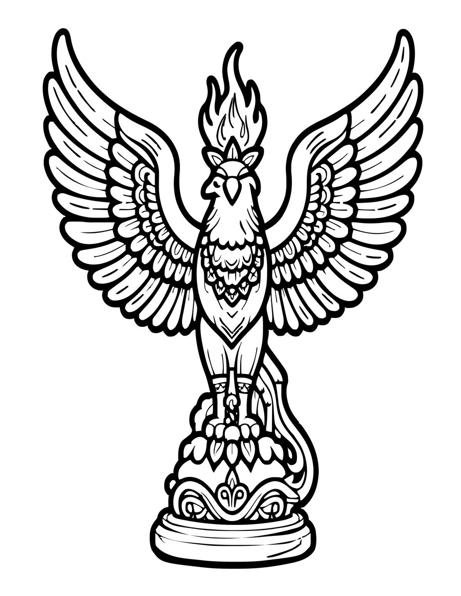 Phoenix Statue - free printable coloring page