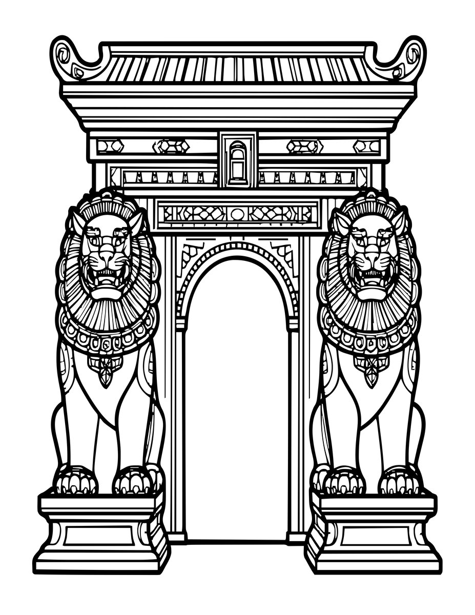 Guardian Lions - free printable coloring page