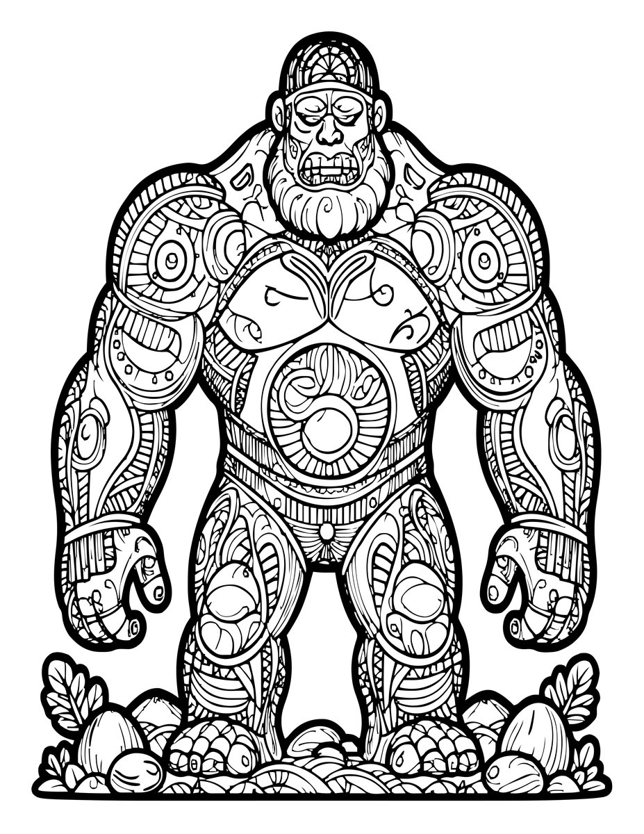 Giant Earth Golem - free printable coloring page