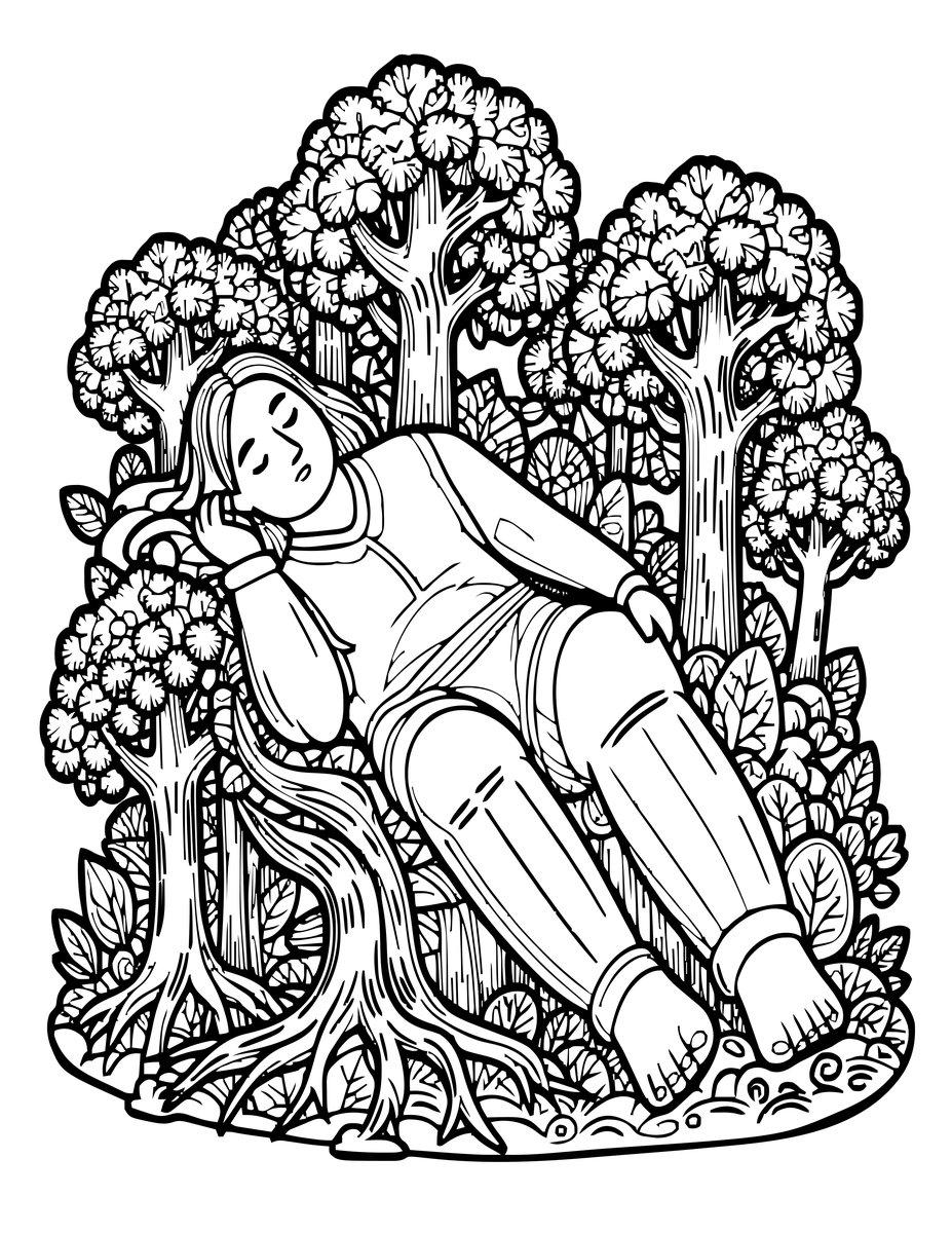 Sleeping Colossus - free printable coloring page