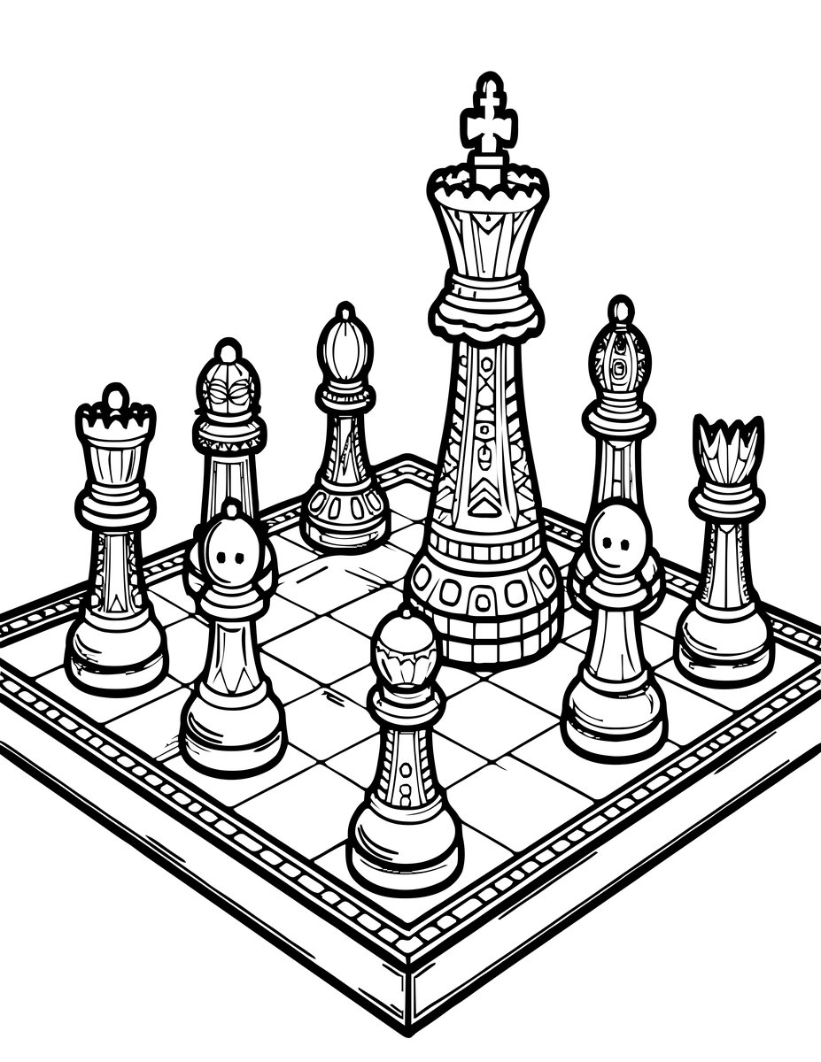 Chess Piece Statue - free printable coloring page