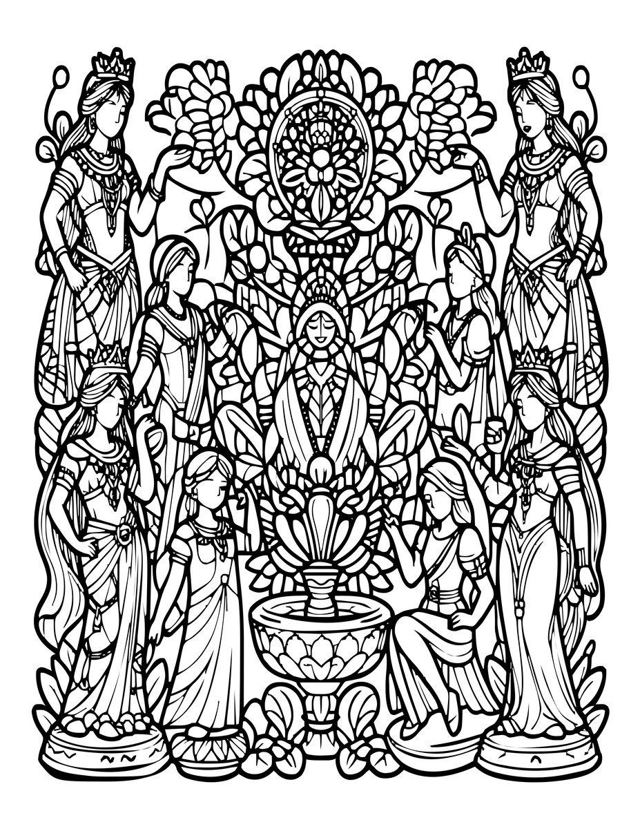 Statue Garden - free printable coloring page