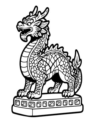 Dragon Statue - Free printable coloring page