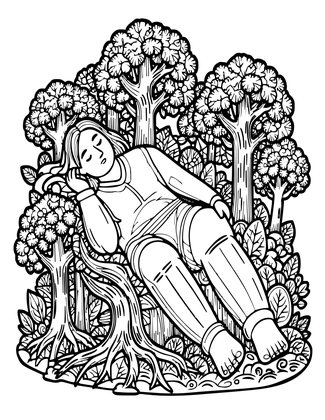 Sleeping Colossus - Free printable coloring page
