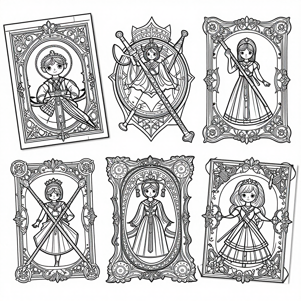 Enchanted Weapons coloring pages collection - 30 free printable pages