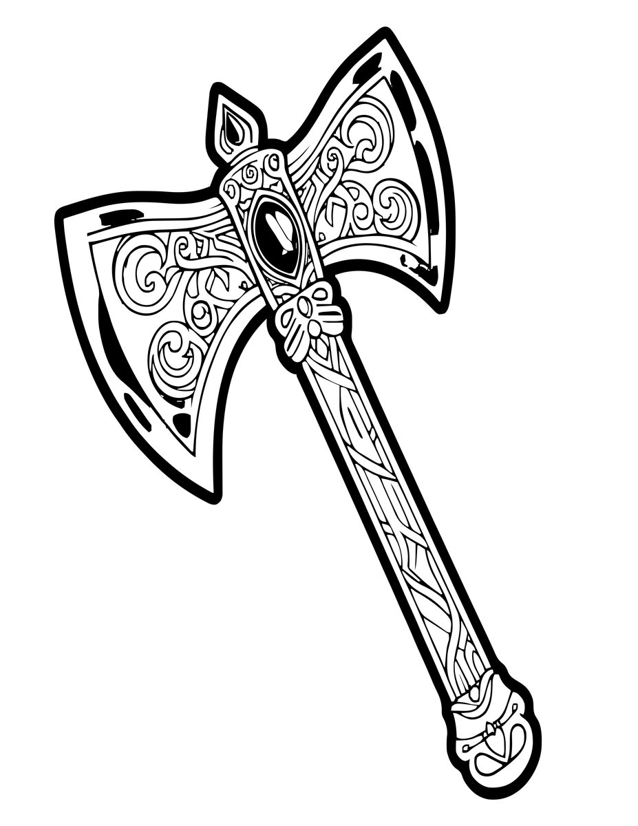 Frost Axe - free printable coloring page