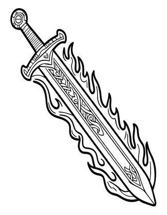Flame Sword - Free printable coloring page