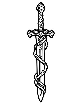 Cursed Sword - Free printable coloring page