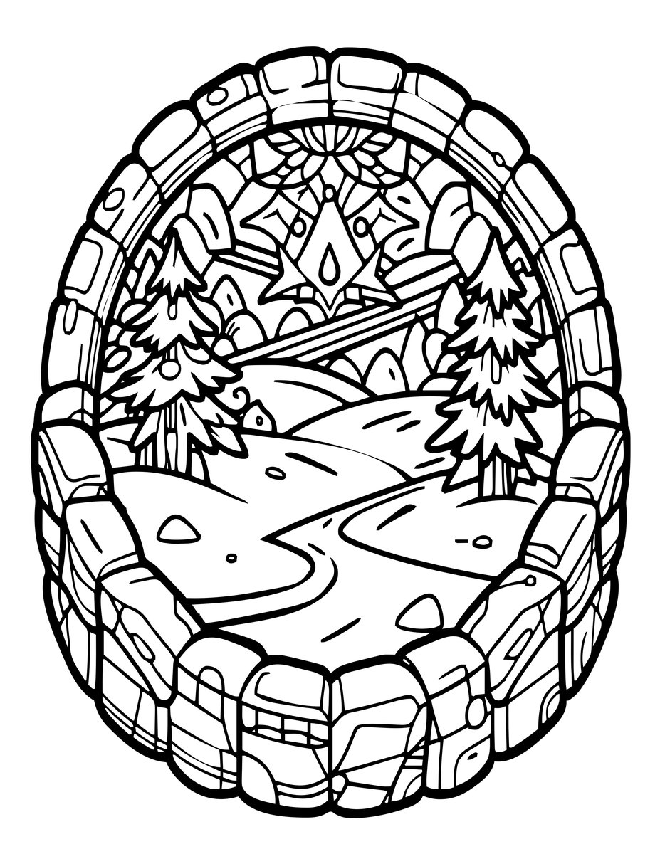 Snow Scene - free printable coloring page