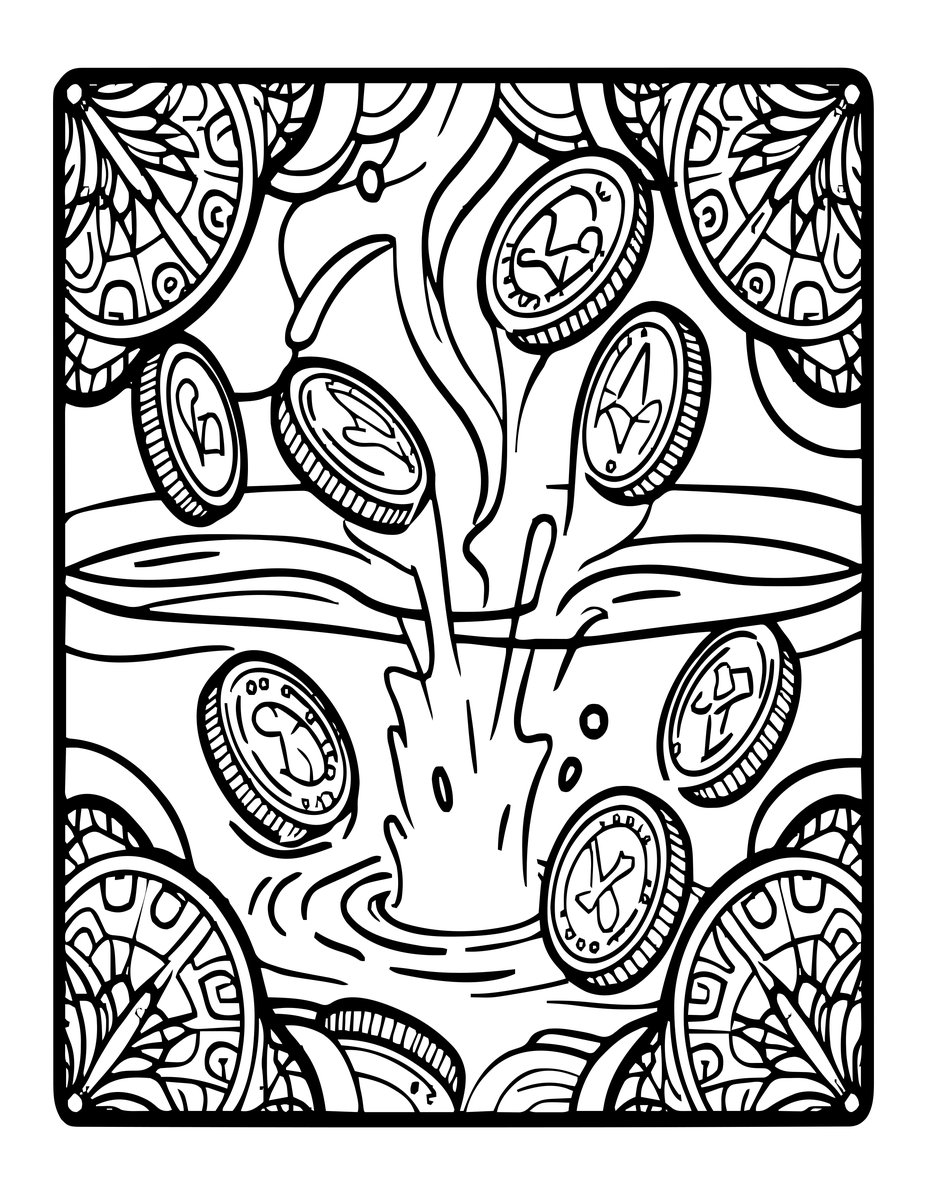 Wishing Coins - free printable coloring page