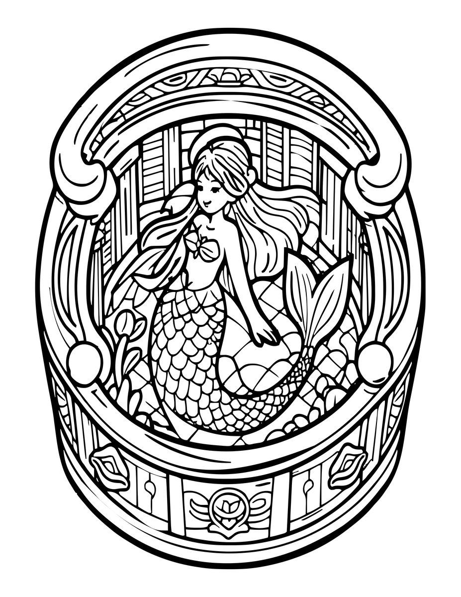 Mermaid Below - free printable coloring page