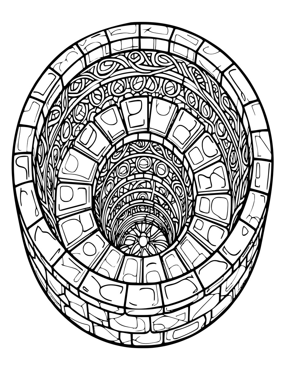 Spiral Steps - free printable coloring page