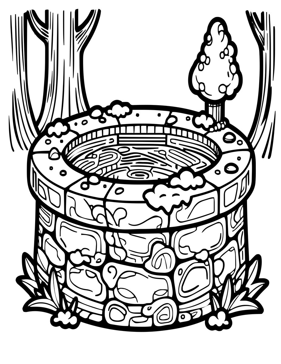 Forest Well - free printable coloring page