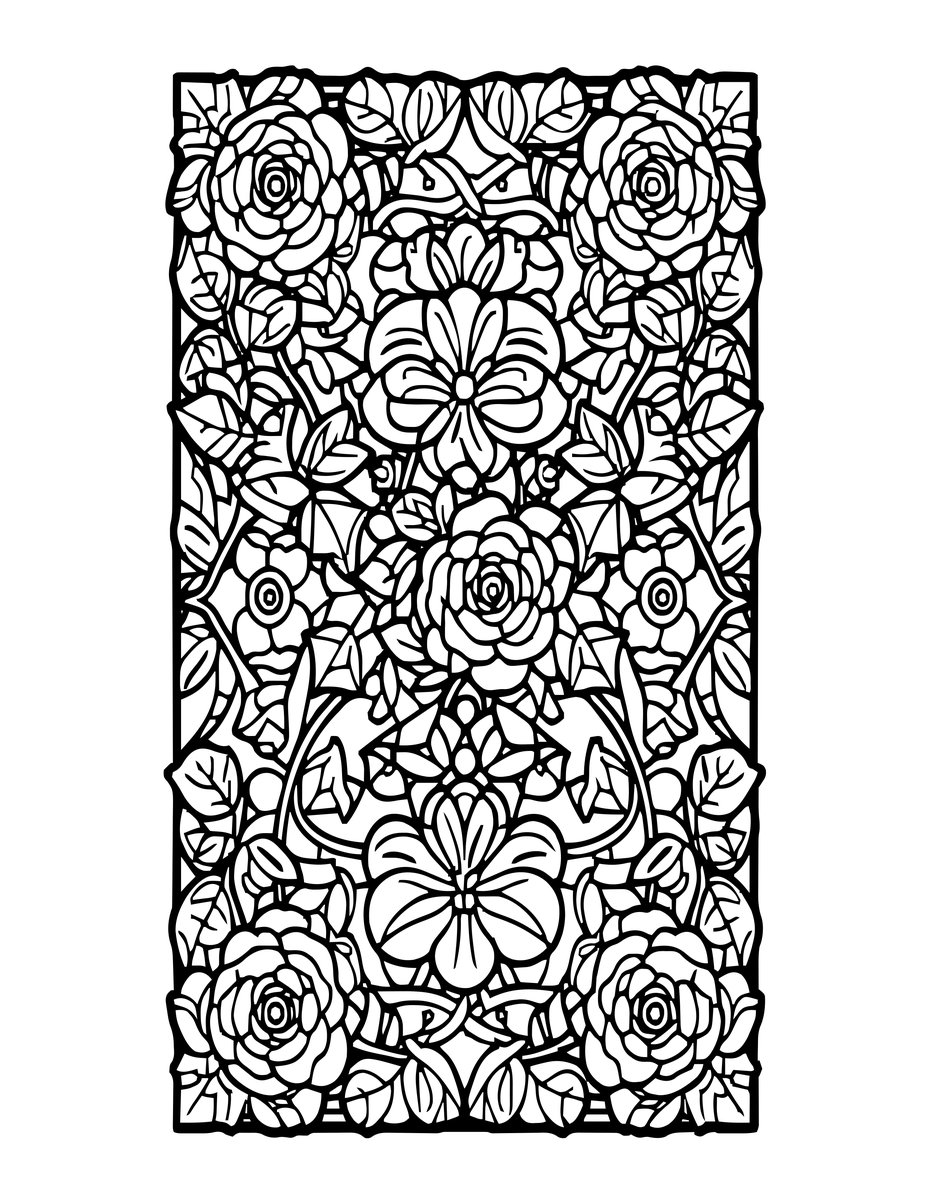 Vines and Roses - free printable coloring page