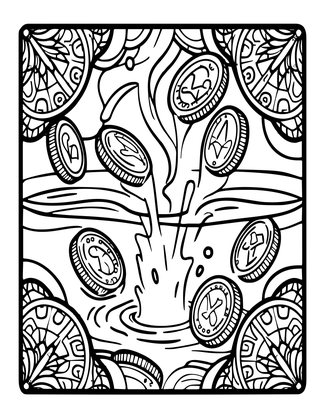 Wishing Coins - Free printable coloring page