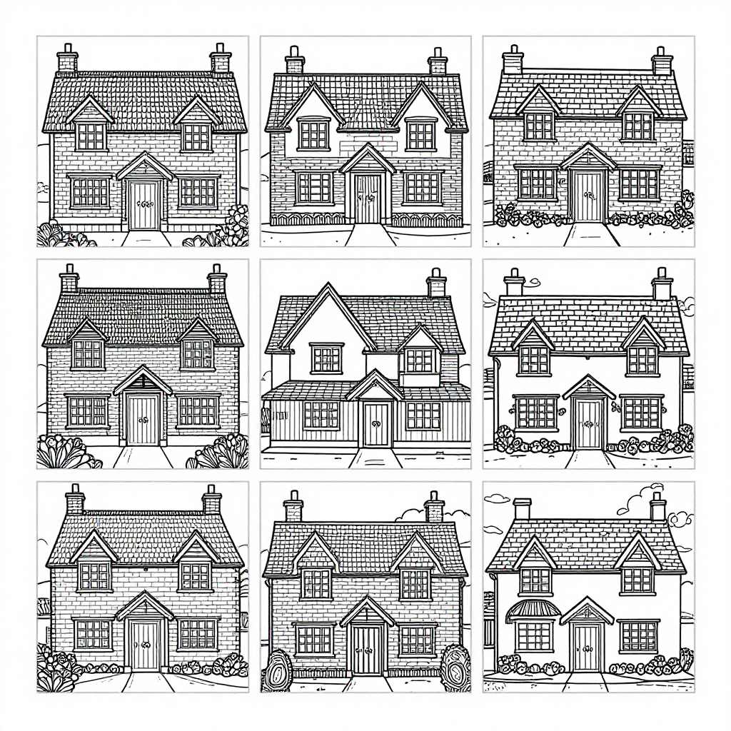 English Cottages coloring pages collection - 30 free printable pages