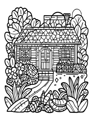 Cottage Vegetable Garden - Free printable coloring page