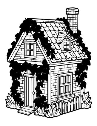 Autumn Cottage - Free printable coloring page