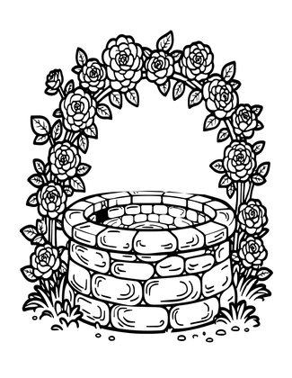 Cottage Well - Free printable coloring page