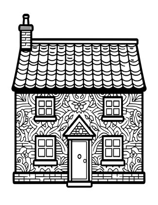 Flint Cottage - Free printable coloring page
