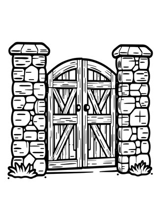 Cottage Gate - Free printable coloring page