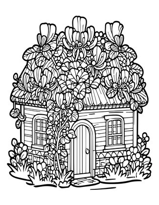 Honeysuckle Cottage - Free printable coloring page