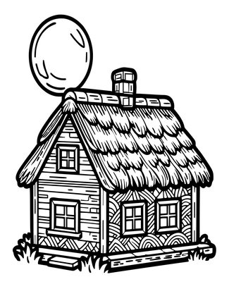 Cottage Night - Free printable coloring page
