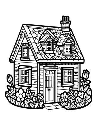 Ideal Cottage - Free printable coloring page