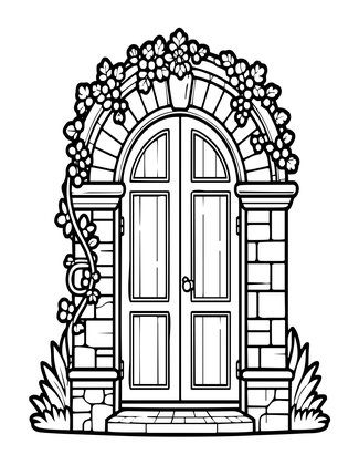 Cottage Doorway - Free printable coloring page