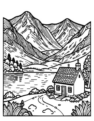 Lakeland Cottage - Free printable coloring page