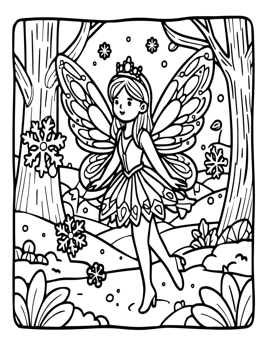 Snow Fairy - free printable coloring page