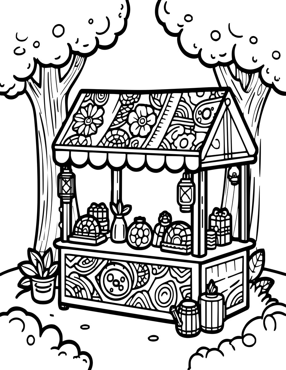 Fairy Market - free printable coloring page