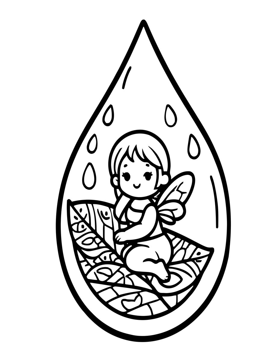 Bath in Dewdrop - free printable coloring page