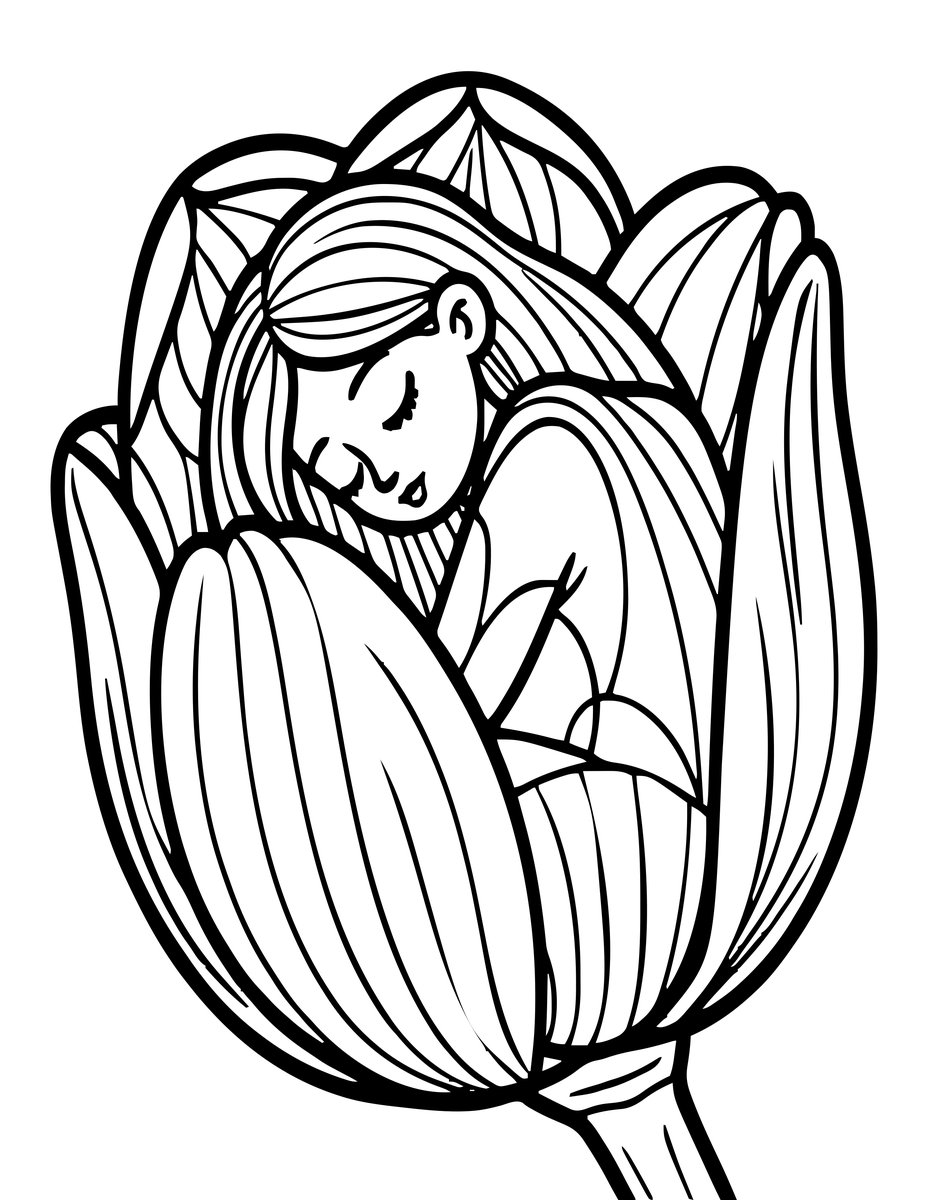 Sleeping Fairy - free printable coloring page
