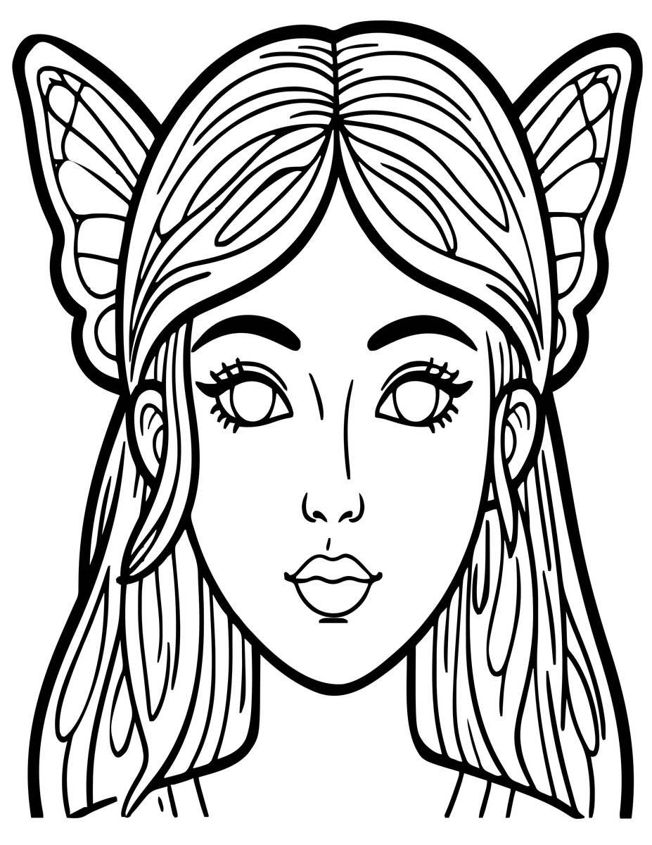 Fairy Portrait - free printable coloring page